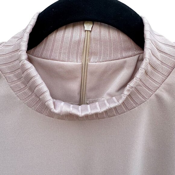 Kathy Levine Vintage 70s Pale Pink Ribbed Mock Neck Asymmetrical Hem Top Women S - Picture 6 of 11